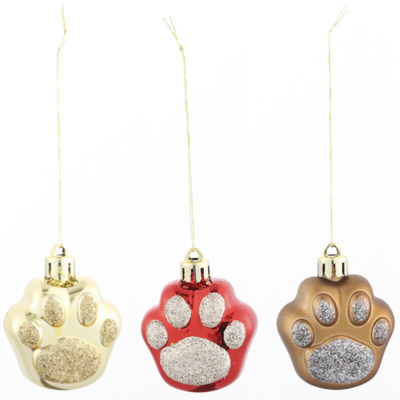 DEAR SANTA - Set 3 Adornos de Árbol Huella de Perro Navidad