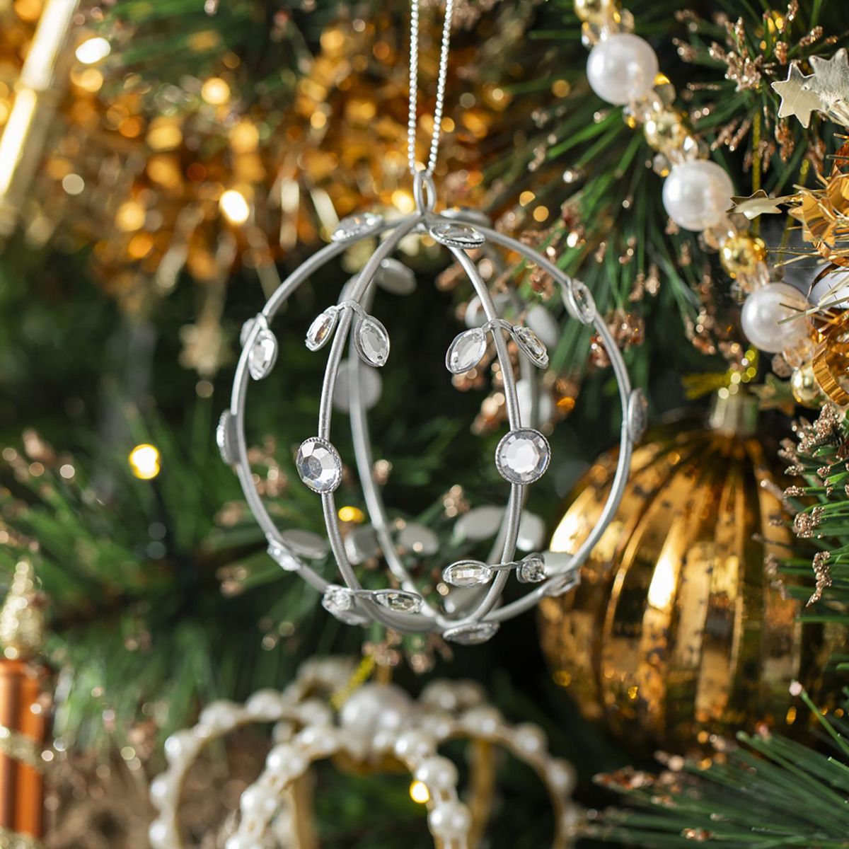 DEAR SANTA - Esfera Metal Plateado Navidad 8cm