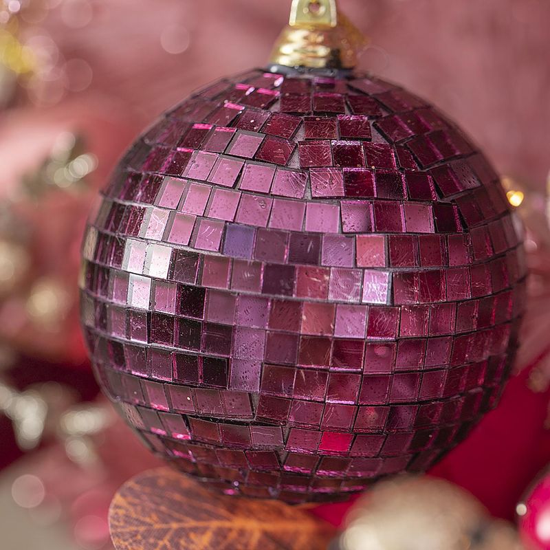 DEAR SANTA - Esfera Espejo Morado Navidad 8cm