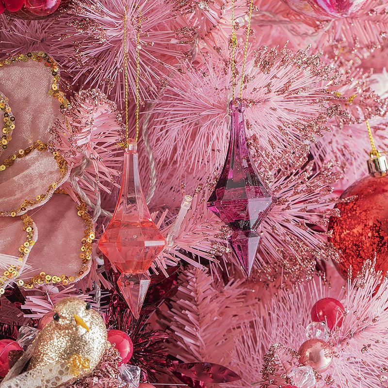 DEAR SANTA - Set 2 Adornos de Árbol Joya Rosa/Morada Navidad 9cm
