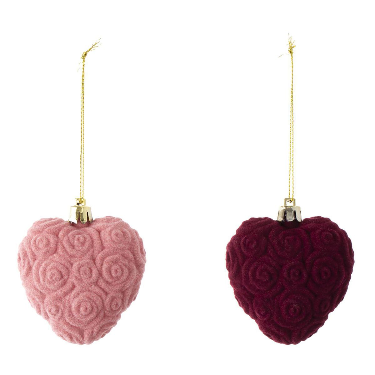 DEAR SANTA - Set 2 Adornos de Árbol Corazón Rosado/Morado Navidad 7cm