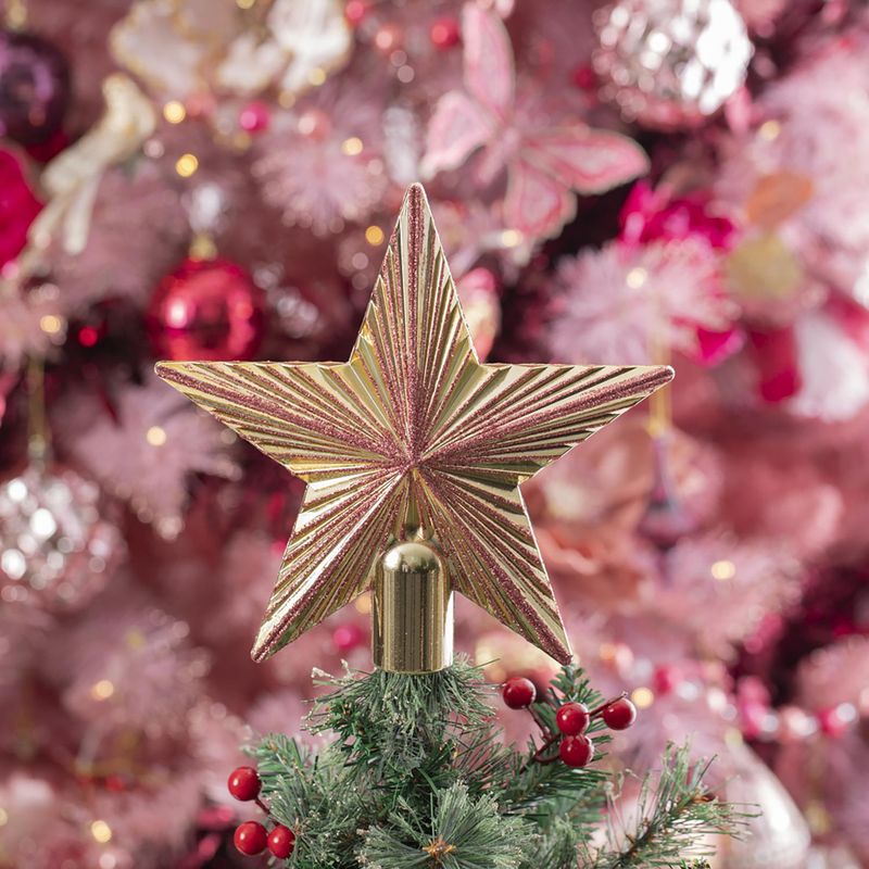 DEAR SANTA - Tope de Árbol Estrella Dorado/Rosa Navidad 21cm