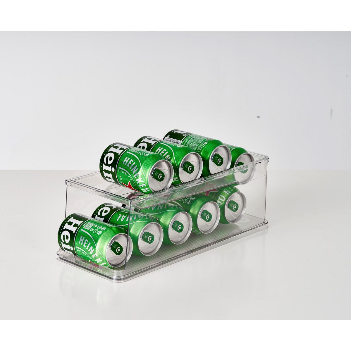 JUST HOME COLLECTION - Organizador de Latas 2 Niveles Transparente 15.5x35.6x12.2cm