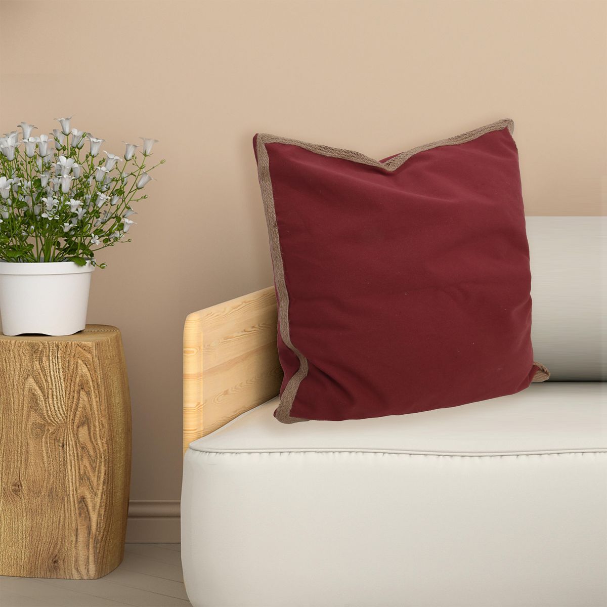 JUST HOME COLLECTION - Cojín Boho Yute 50x50cm Rojo