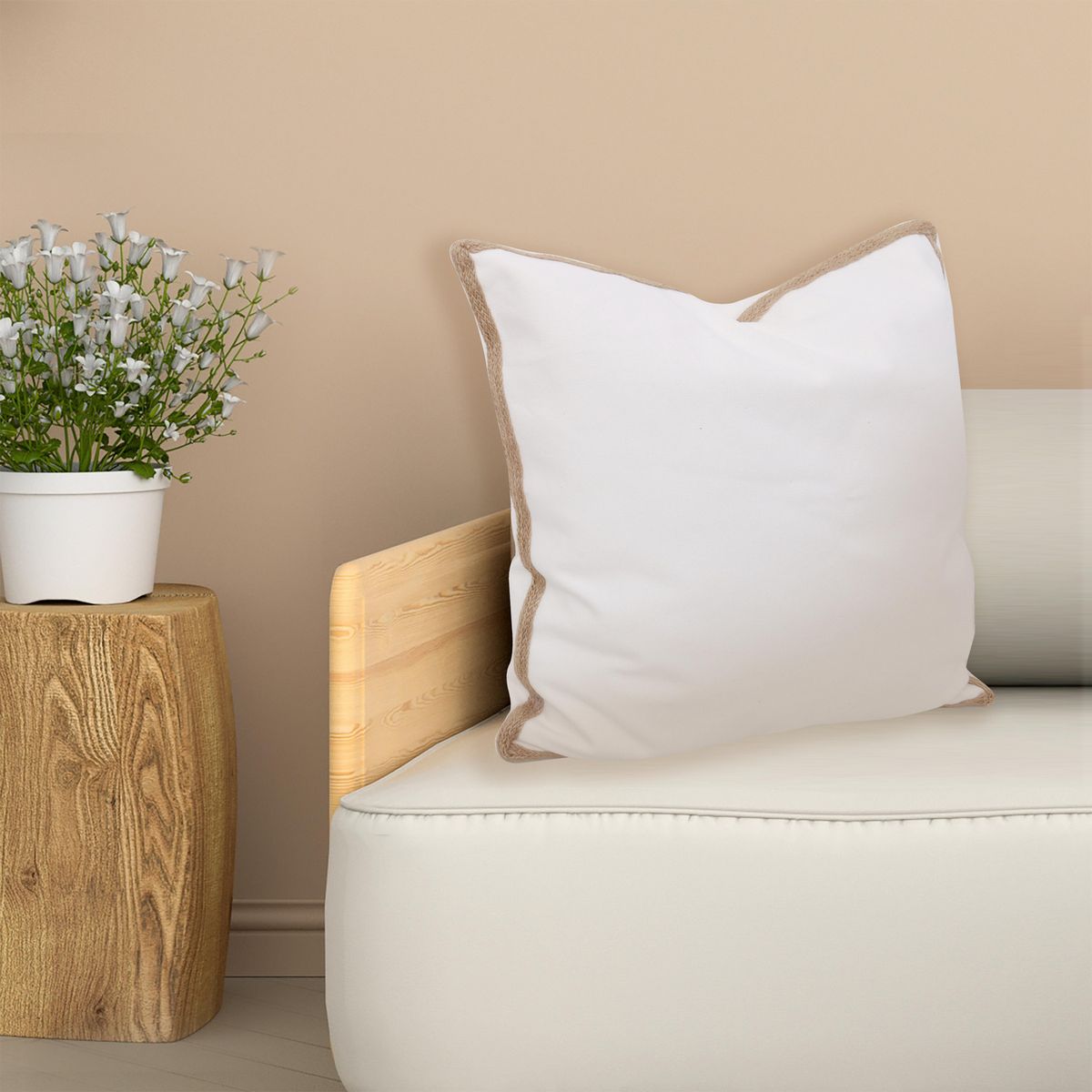 JUST HOME COLLECTION - Cojín Urbano Yute 50x50cm Blanco