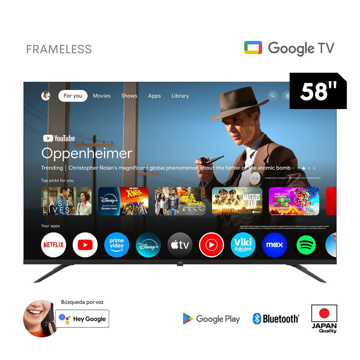 JVC - Televisor Smart TV JVC 58" Ultra HD 4K Frameless LT-58KB538