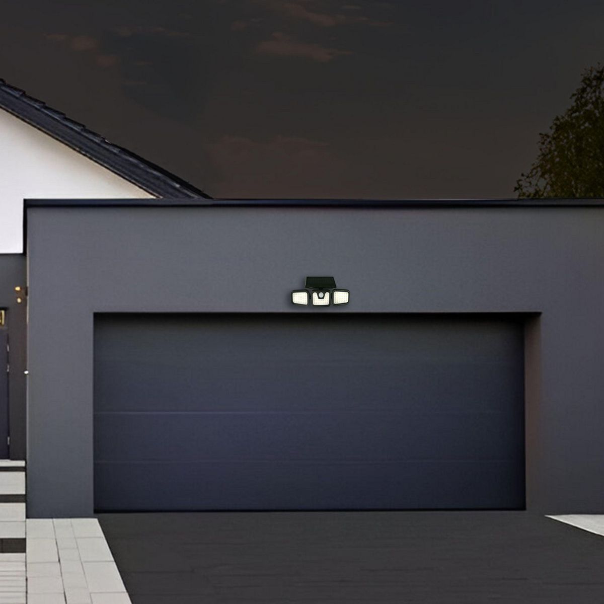 HALUX - Reflector Solar Trío Negro Luz Cálida