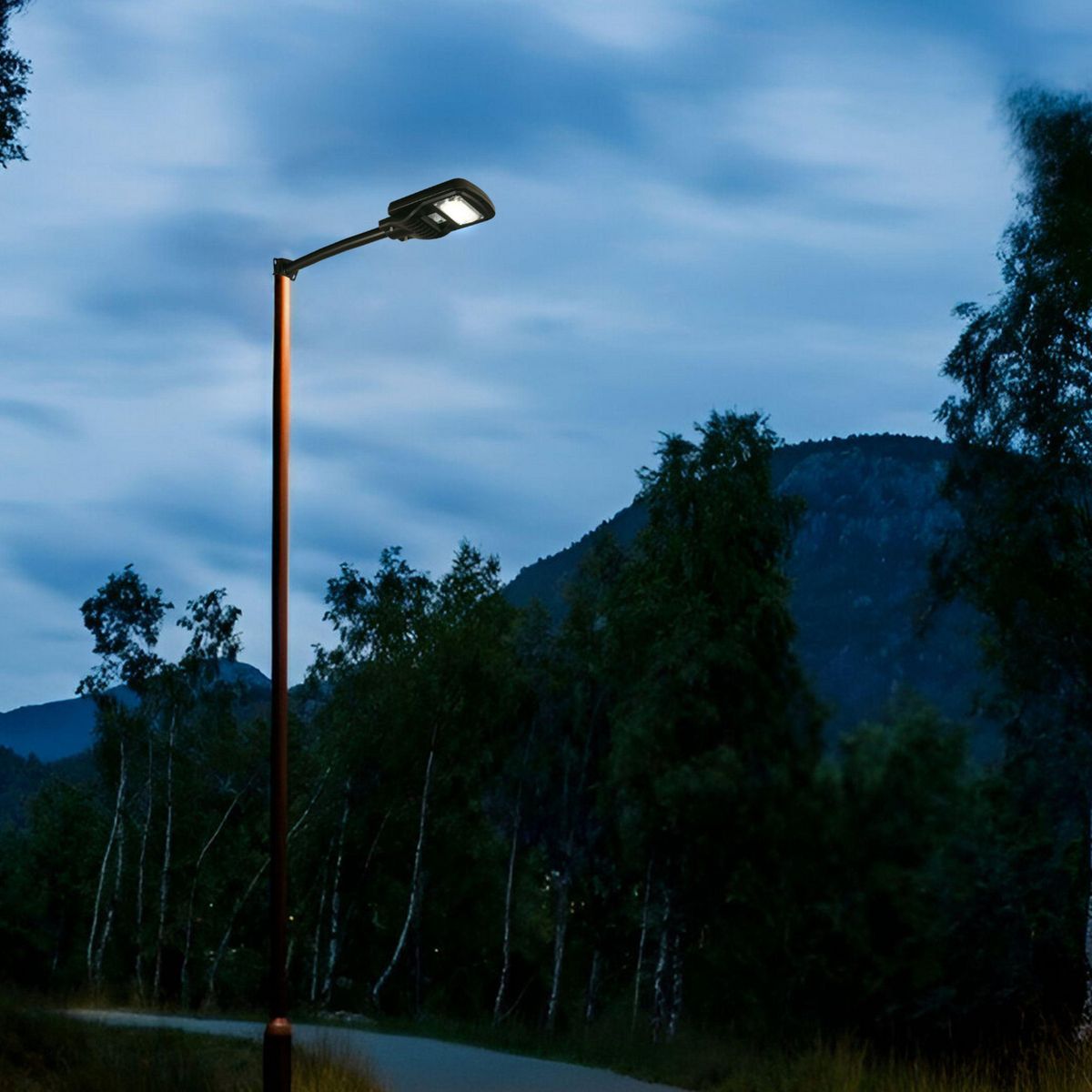 HALUX - Lámpara Poste Solar Luz Fría Negro