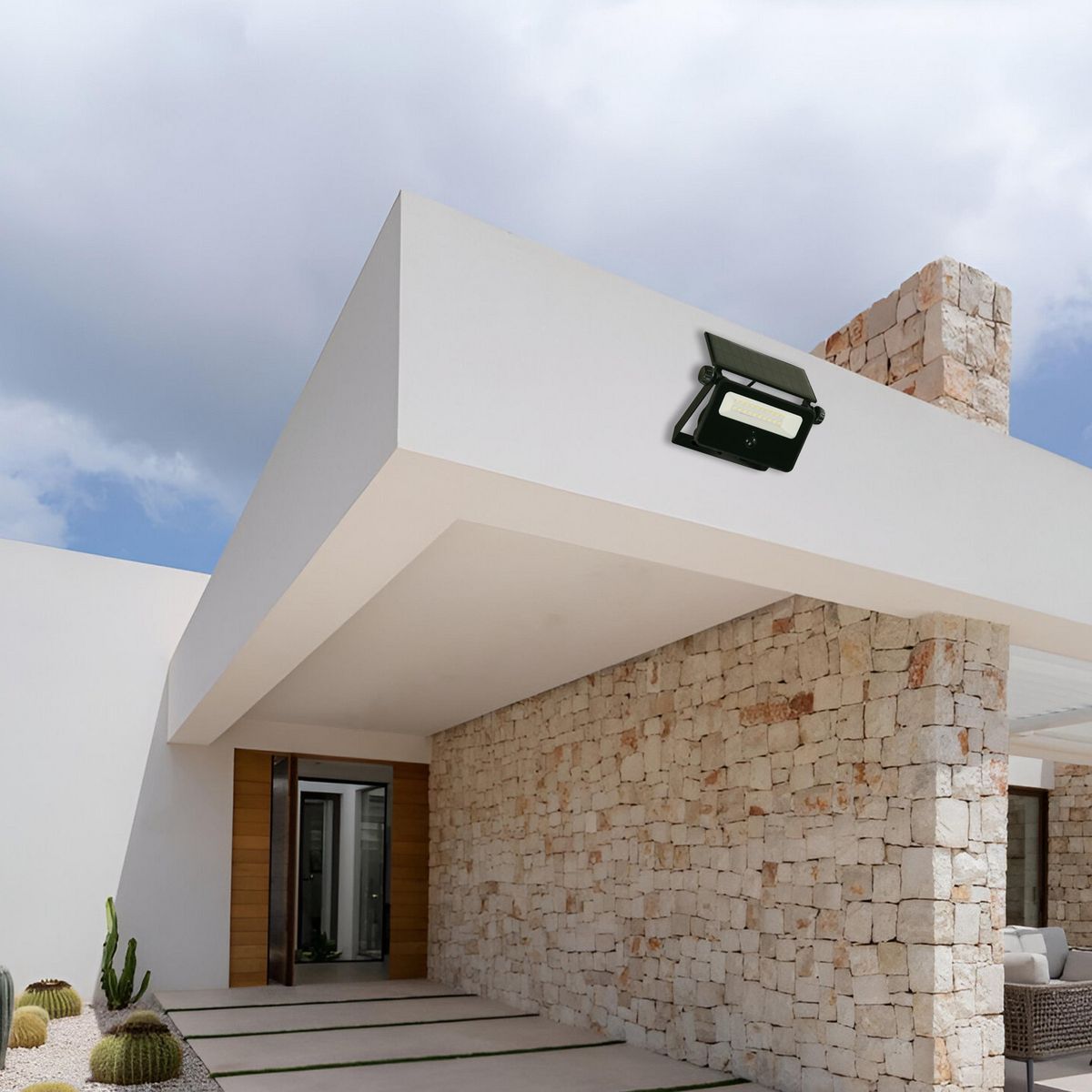 HALUX - Reflector Solar 1600Lm Negro Luz Neutra