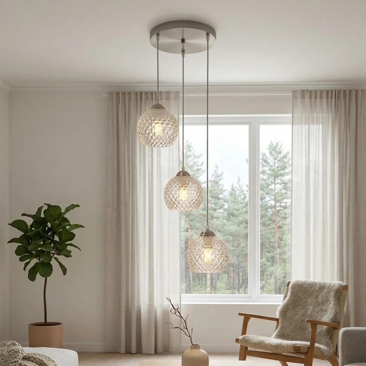 JUST HOME COLLECTION - Lámpara Colgante de Techo 3 Luces Volsci Satin