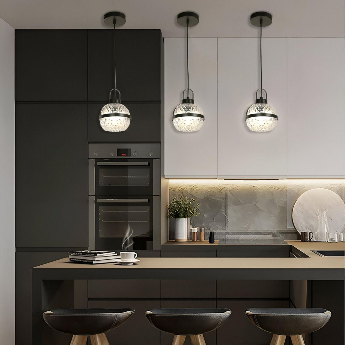 JUST HOME COLLECTION - Lámpara Colgante de Techo 1 Luz Lungo Negra