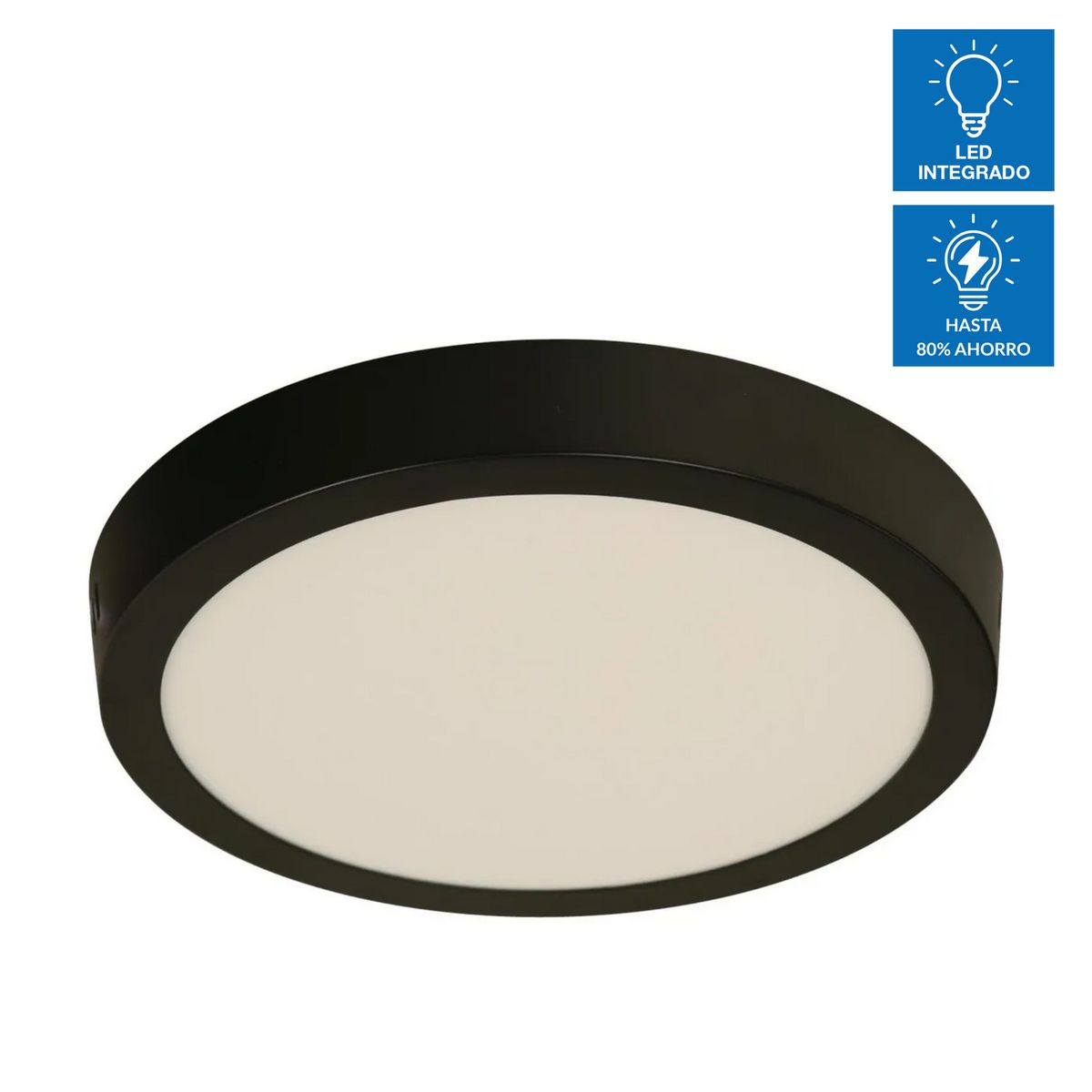 JUST HOME COLLECTION - Plafón LED Integrado Circular Luz Neutra Manzoni Negro