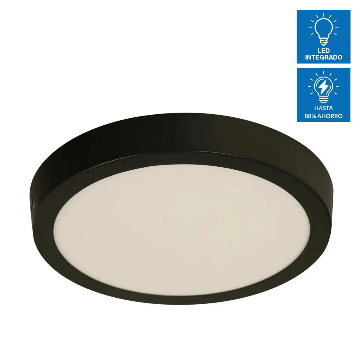 JUST HOME COLLECTION - Plafón LED Integrado Circular Luz Neutra Manzoni Negro