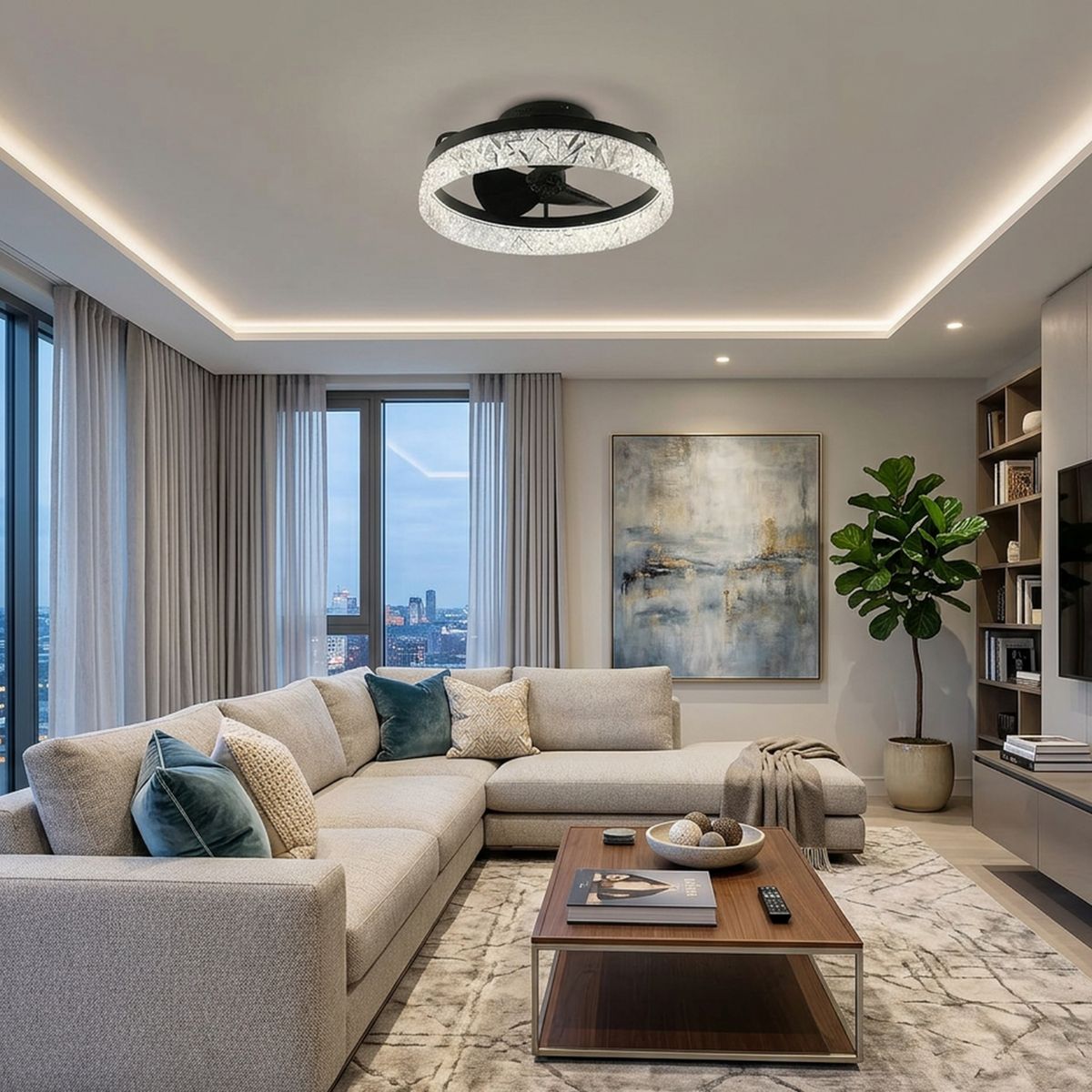 JUST HOME COLLECTION - Ventilador de Techo 3 Aspas Negro