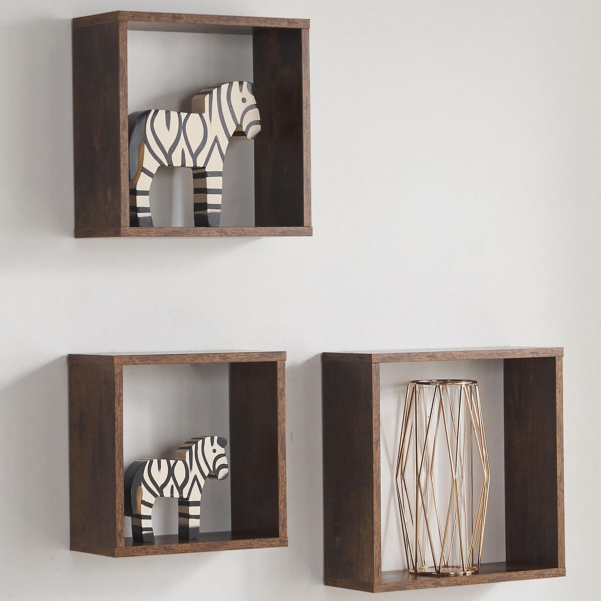 JUST HOME COLLECTION - Repisa Cubo 3 Unidades 30/27/24cm Chocolate