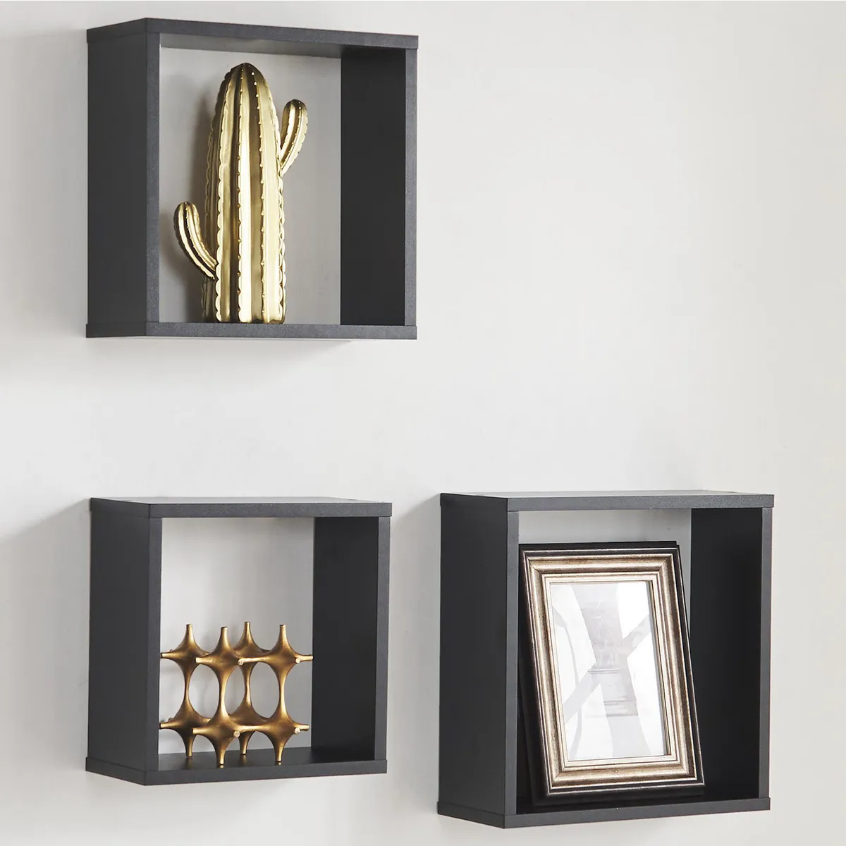 JUST HOME COLLECTION - Repisa Cubo 3 Unidades 30/27/24cm Negro