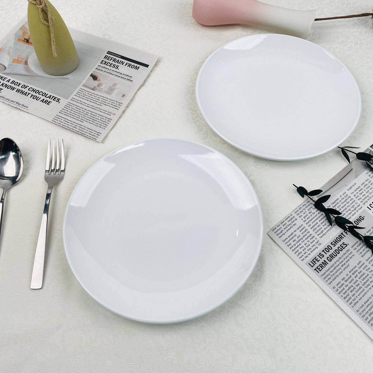 JUST HOME COLLECTION - Plato Melamina Redondo Blanco 25.4cm