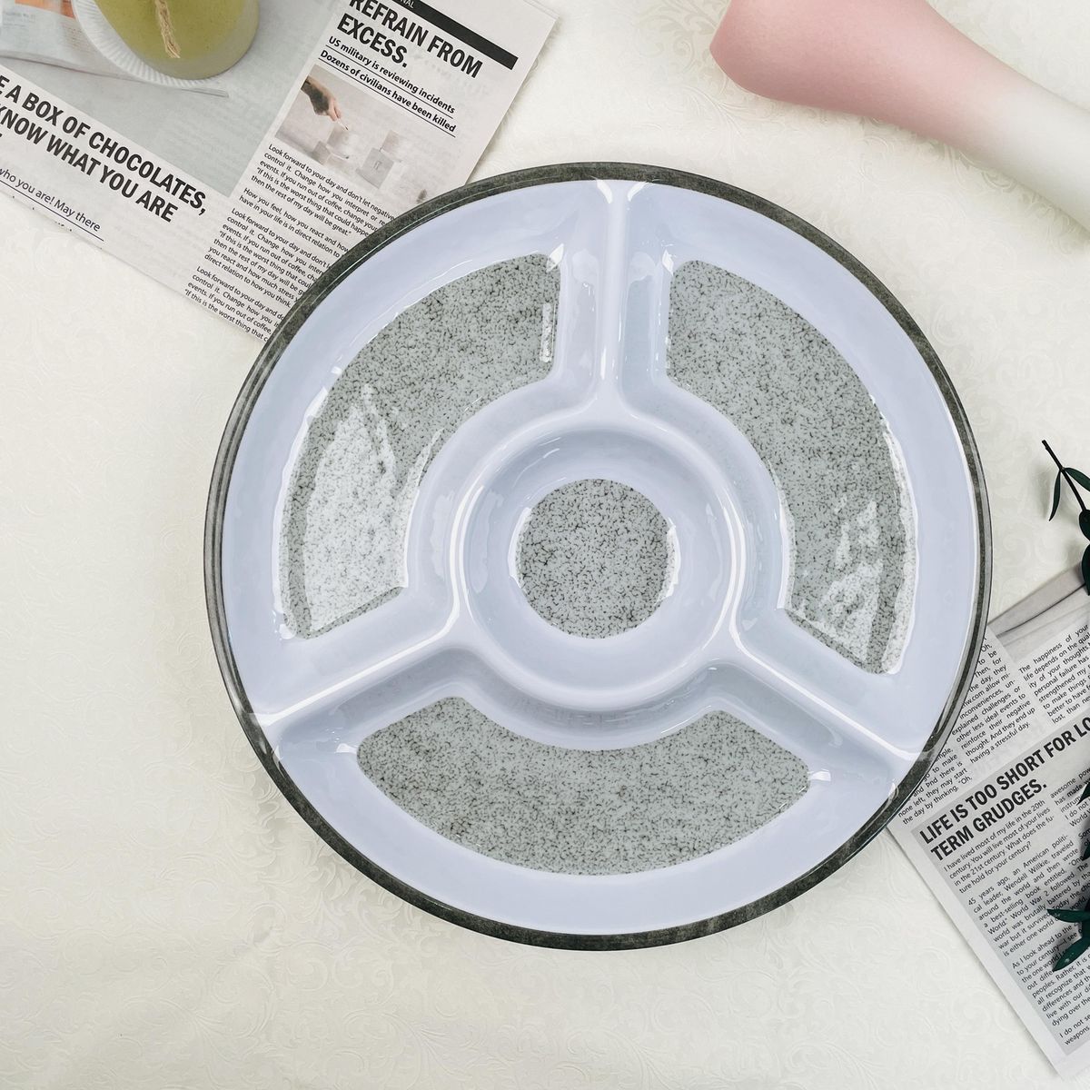 JUST HOME COLLECTION - Plato con Divisiones Gris