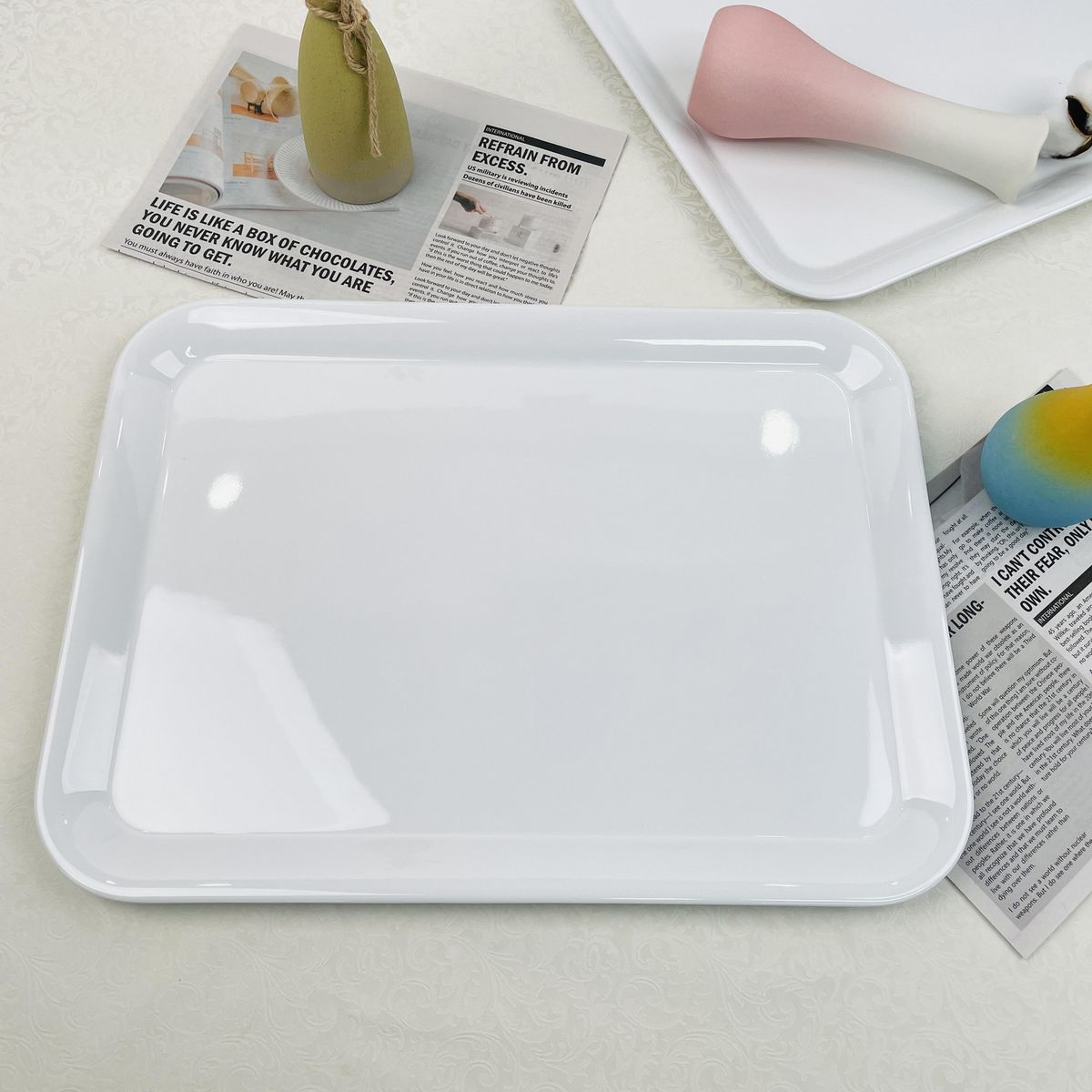 JUST HOME COLLECTION - Bandeja Melamina Blanca 44x32.6cm