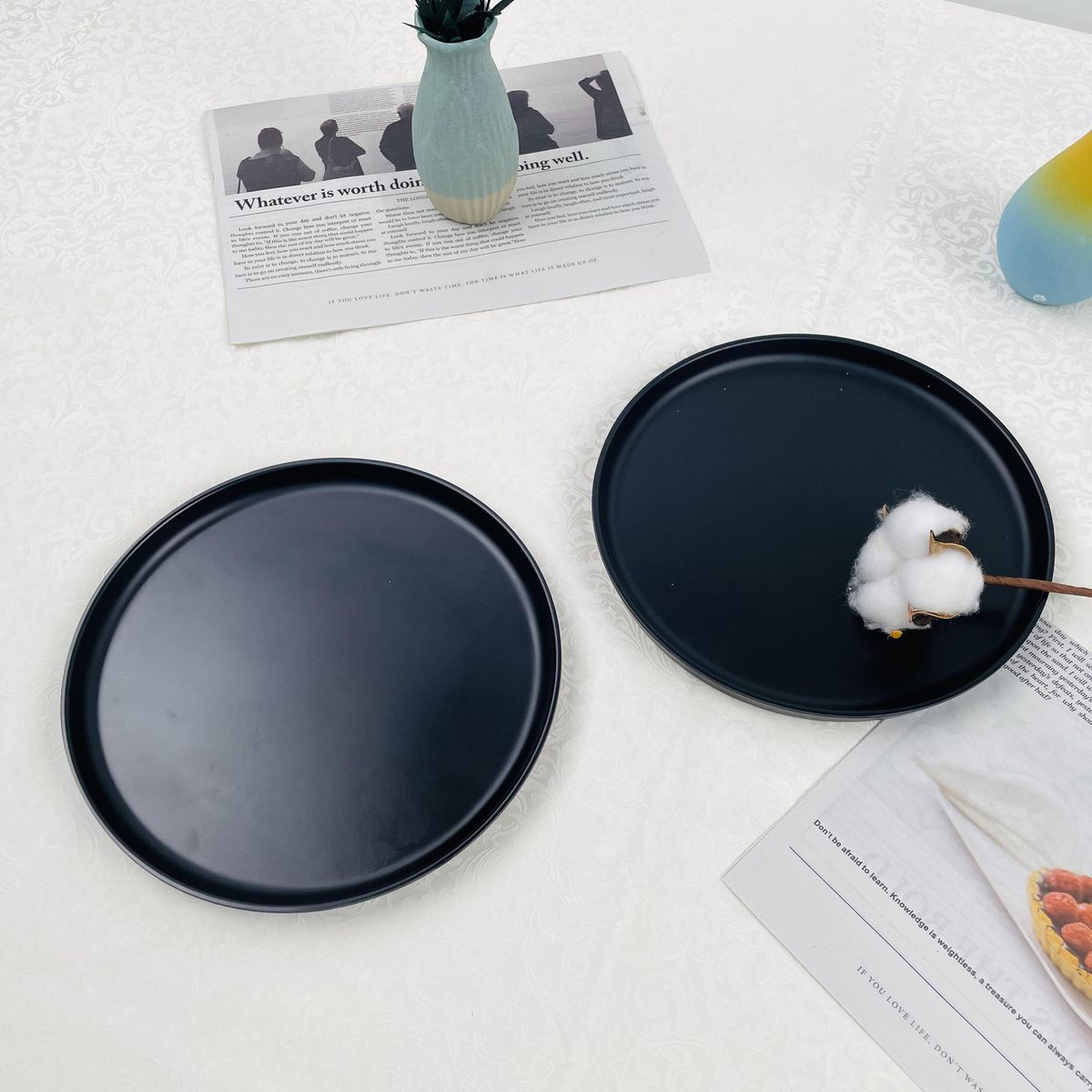 JUST HOME COLLECTION - Set x4 Platos de Melamina 21 cm Negro