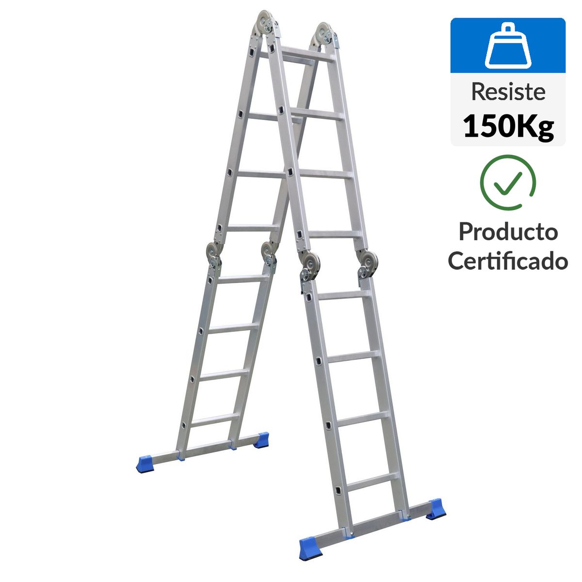 BAUKER - Escalera Articulada de Aluminio 16 Pasos 150Kg