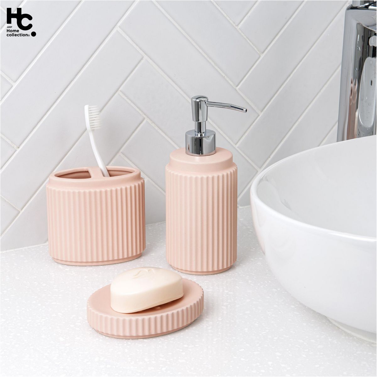 JUST HOME COLLECTION - Jabonera Cerámica Blush Rosa