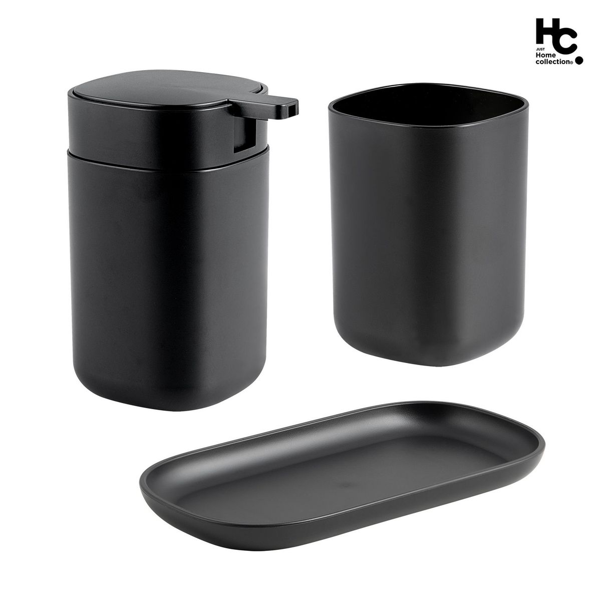 JUST HOME COLLECTION - Set 3 Piezas Accesorios de Baño Negro