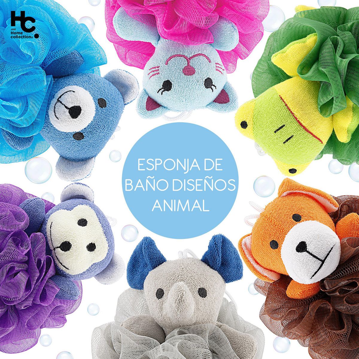JUST HOME COLLECTION - Esponja Baño Diseño Animal Mix