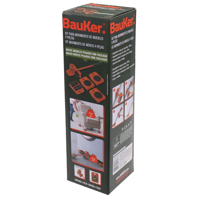 BAUKER - Kit Movimiento Muebles 4 Piezas