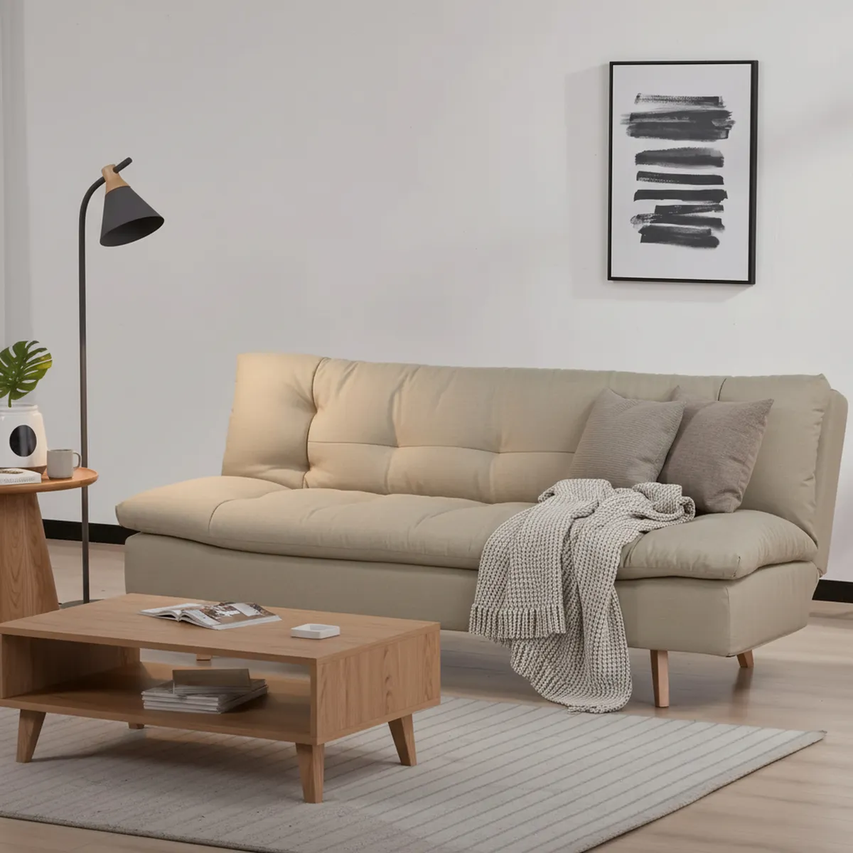 JUST HOME COLLECTION - Sofá Cama Futón 3 Cuerpos Elgin Beige