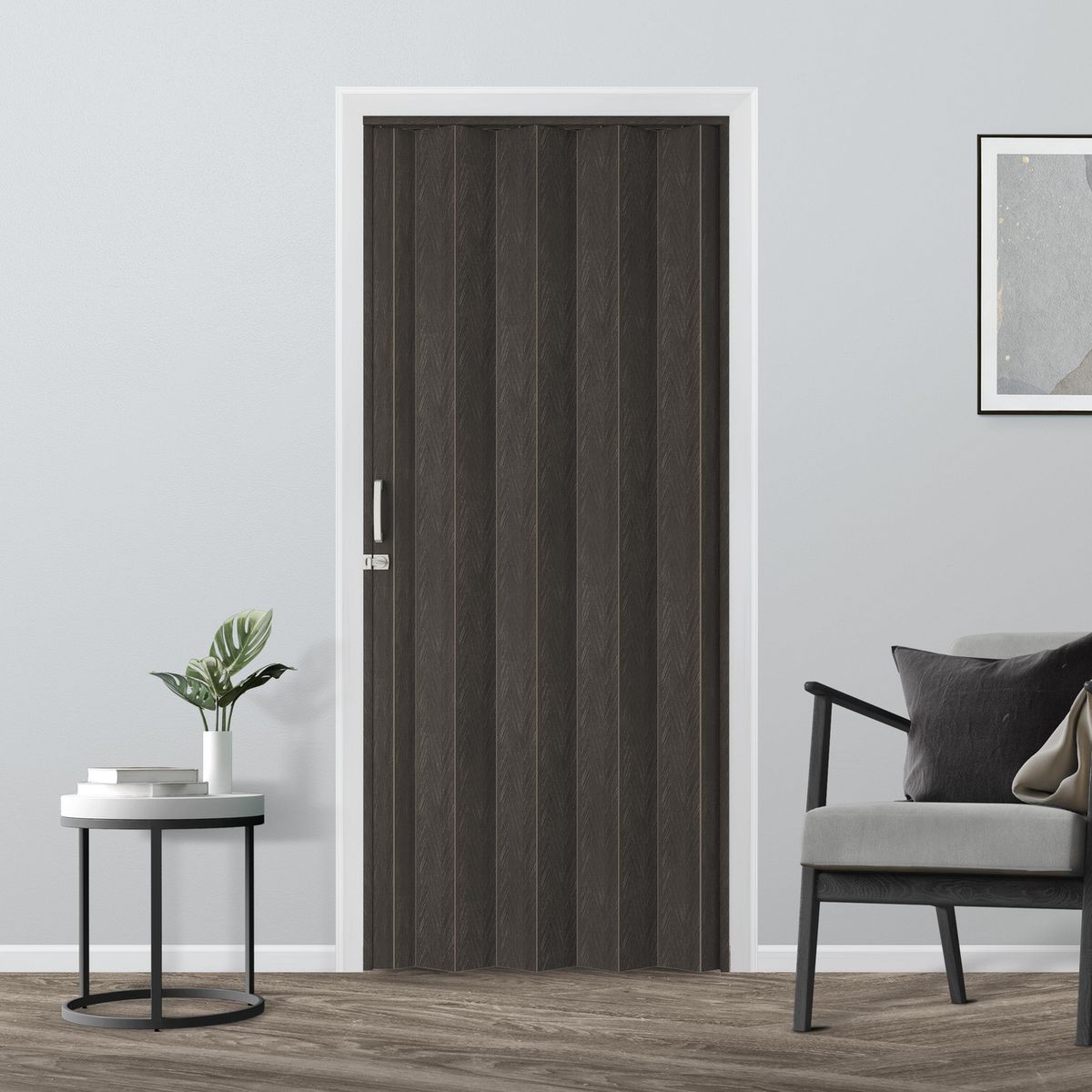 HOGGAN - Puerta Plegable PVC Amalfi 90x200 Gris Shadow Lam