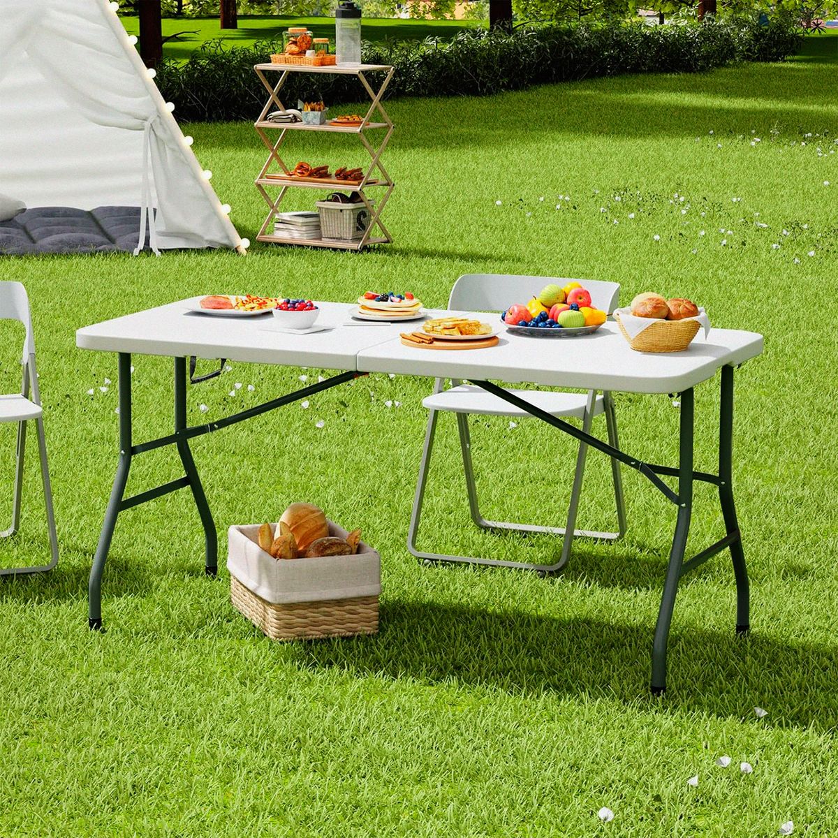 JUST HOME COLLECTION - Mesa Plegable Rectangular Blanca 180X74 CM