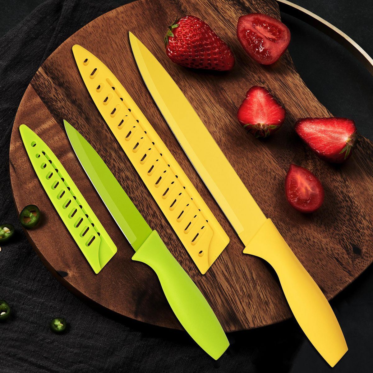 JUST HOME COLLECTION - Juego de Cuchillos de Colores 6 Unidades