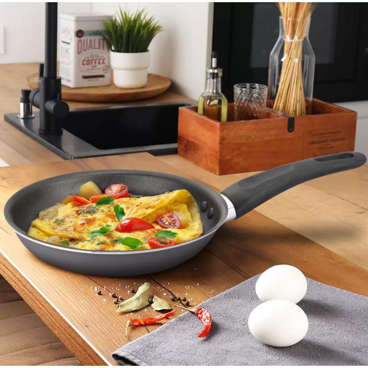 JUST HOME COLLECTION - Set 2 Sartenes 20/26cm Gris