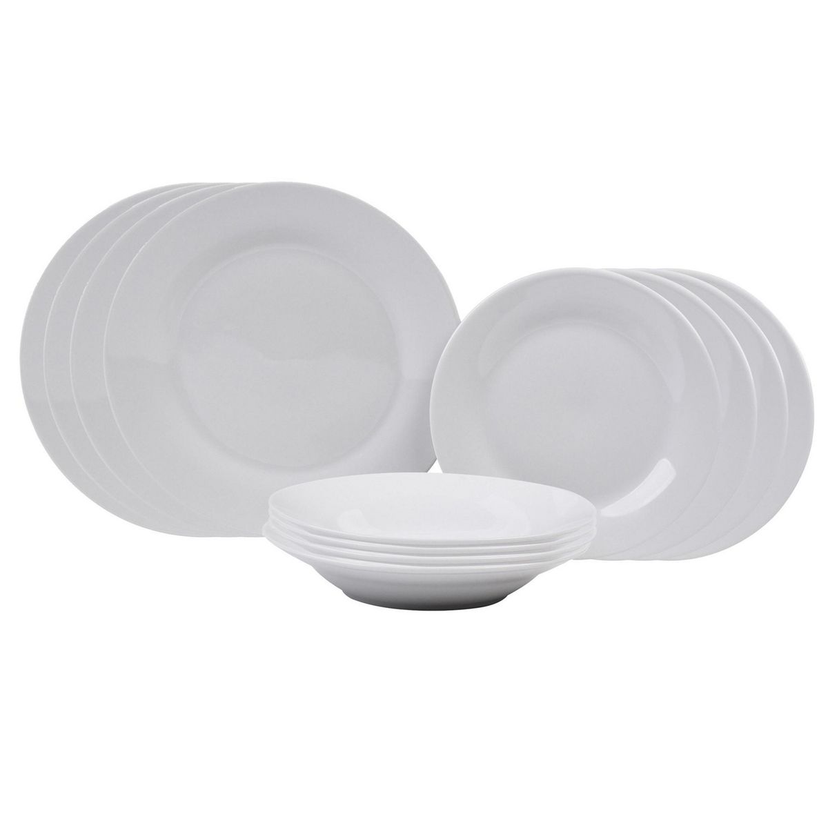 JUST HOME COLLECTION - Juego de Vajilla Redondo 12 Unidades Blanco