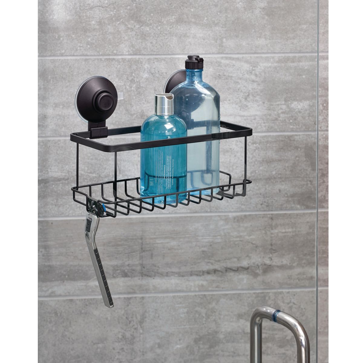 IDESIGN - Canasta de Succión para Ducha Negro