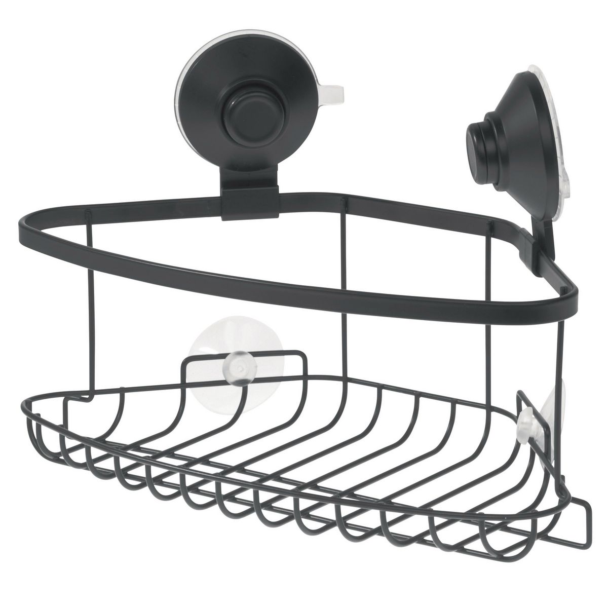 IDESIGN - Cesta de Esquina de Succión para Ducha Negro