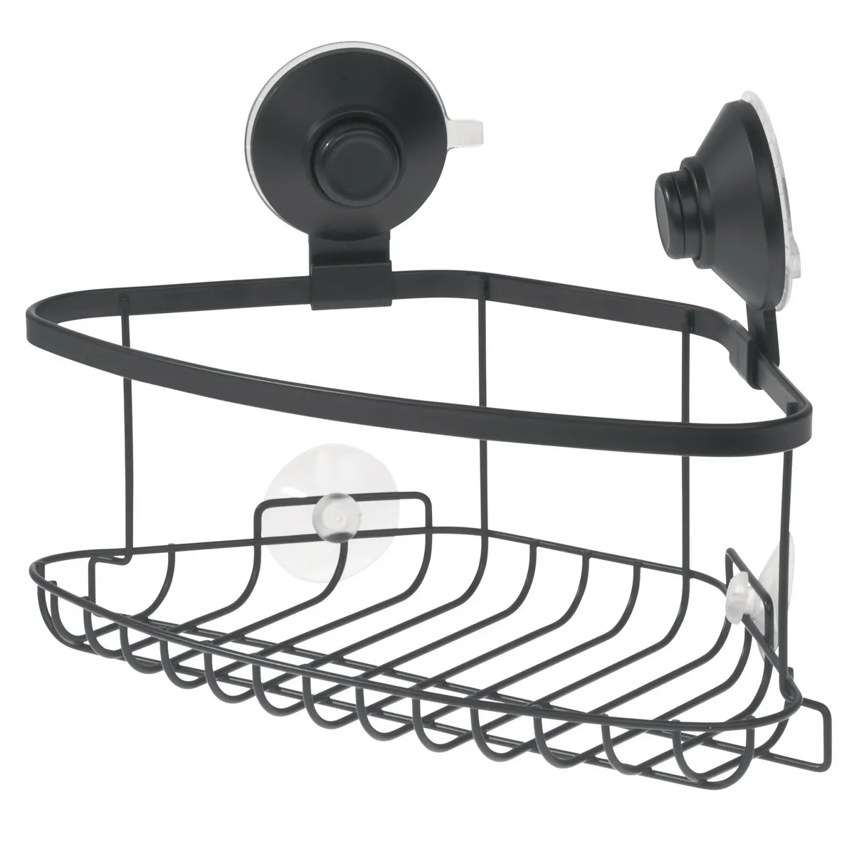 IDESIGN - Cesta de Esquina de Succión para Ducha Negro