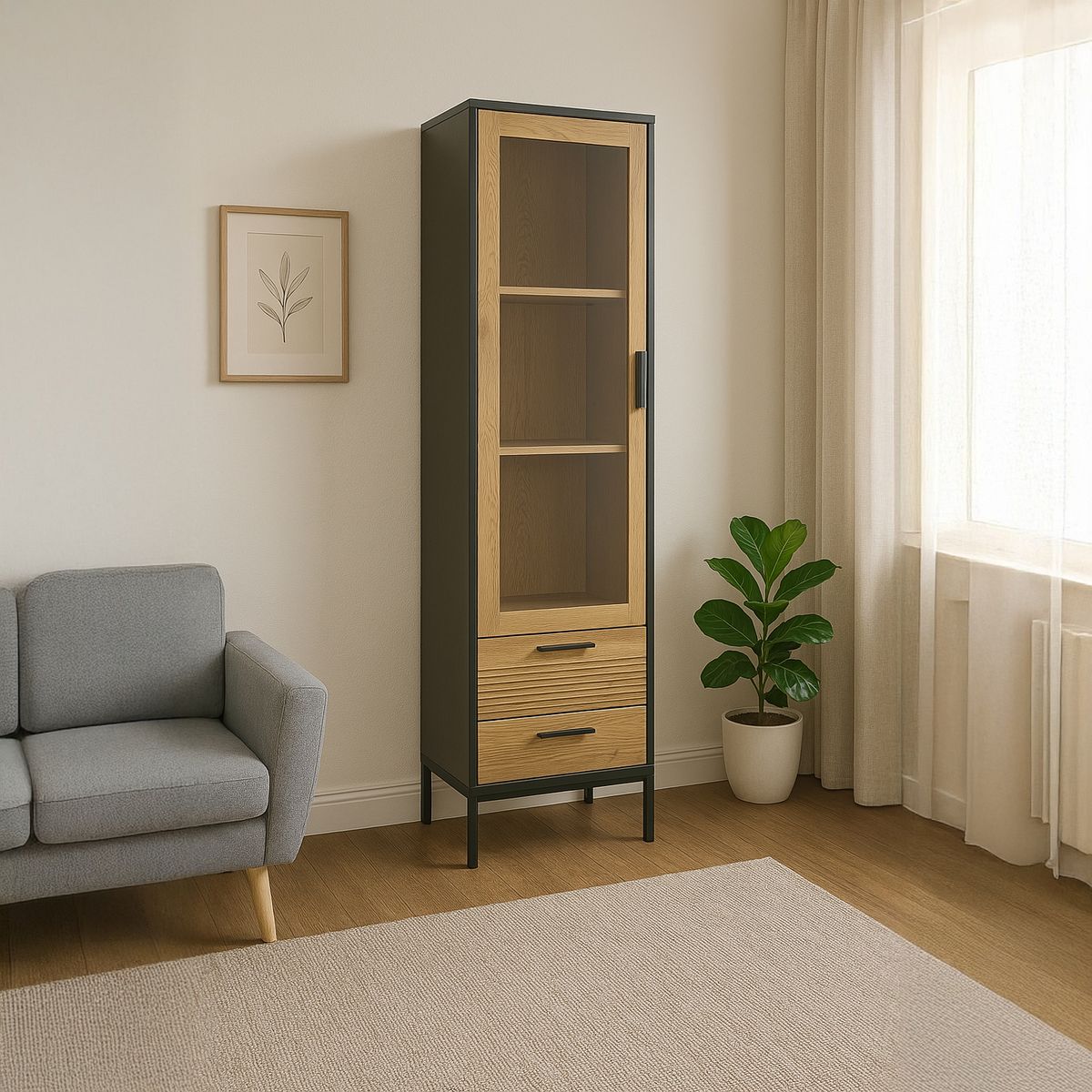 JUST HOME COLLECTION - Vitrina Bellavista Roble y Negro