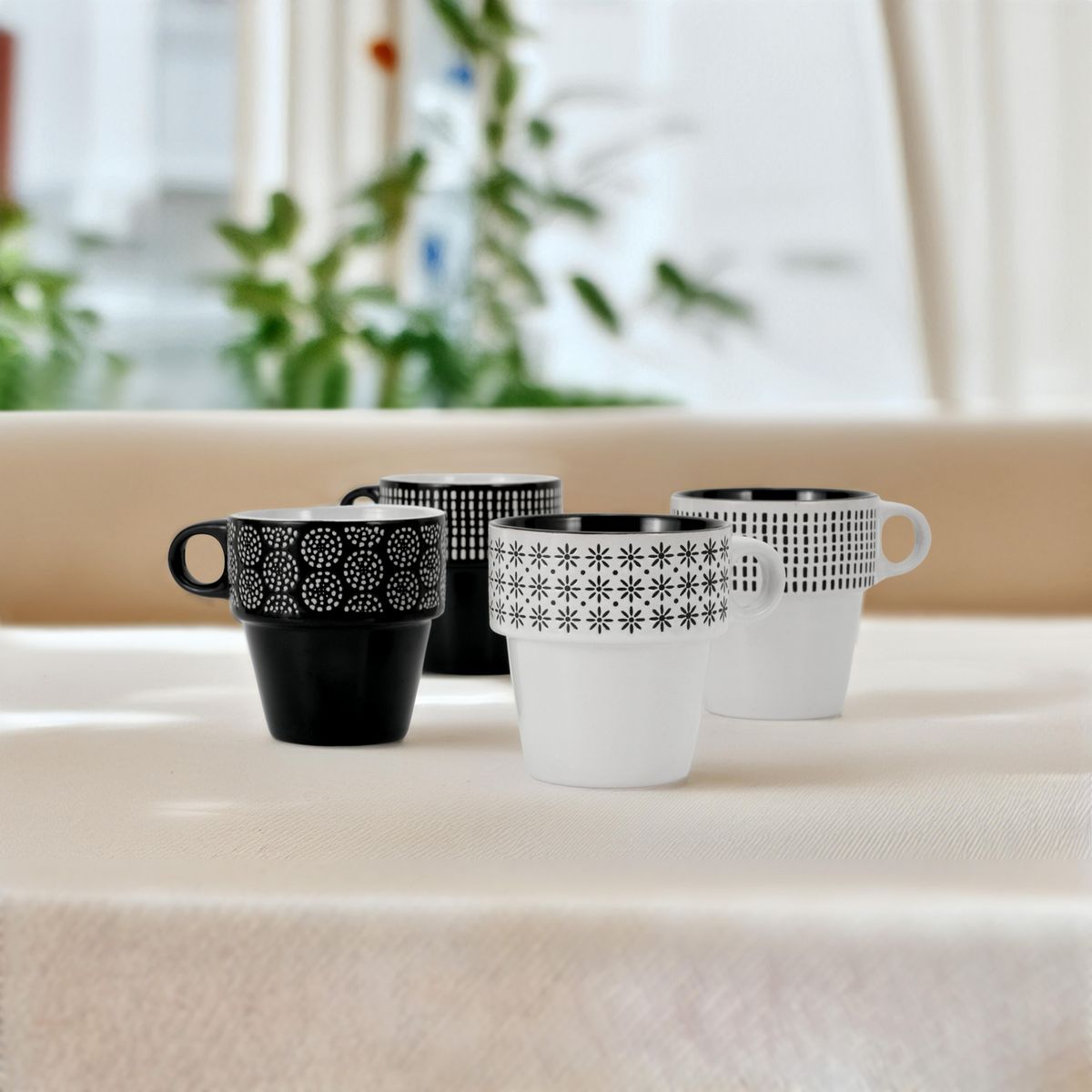 JUST HOME COLLECTION - Taza 240ml Blanco/Negro