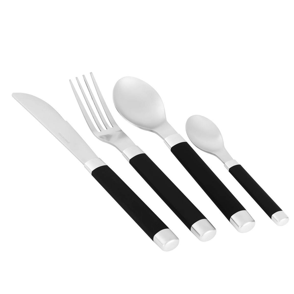 JUST HOME COLLECTION - Juego de Cubiertos Mango de Plástico Negro 24 Piezas