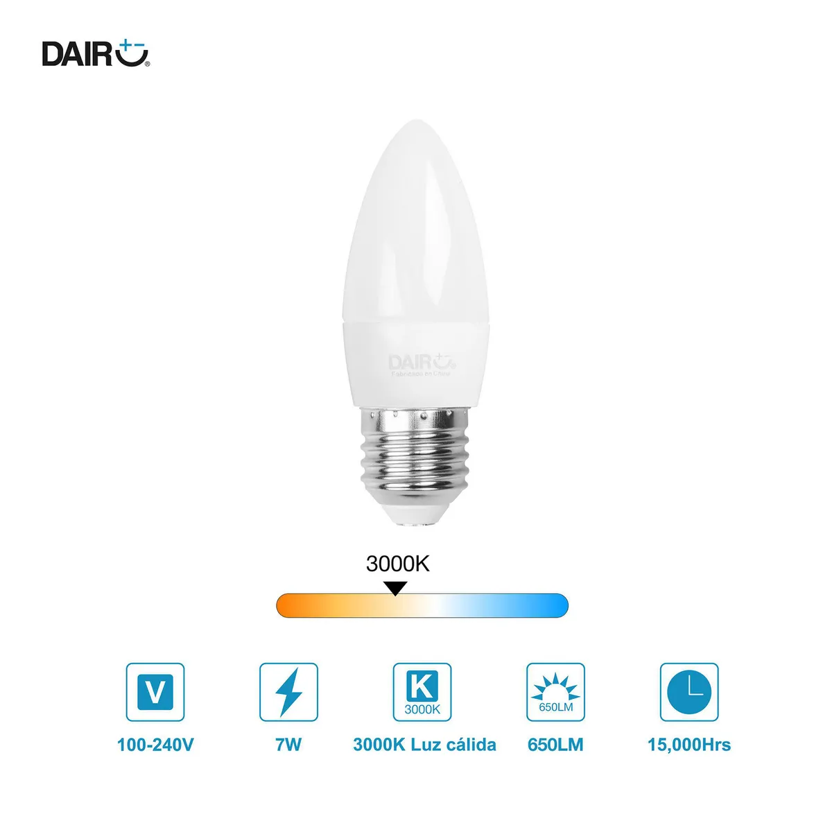 DAIRU - LED Vela 7W Luz Cálida