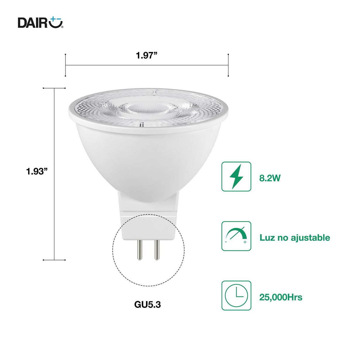 DAIRU - Foco Dicroico LED 8.2W Luz Cálida
