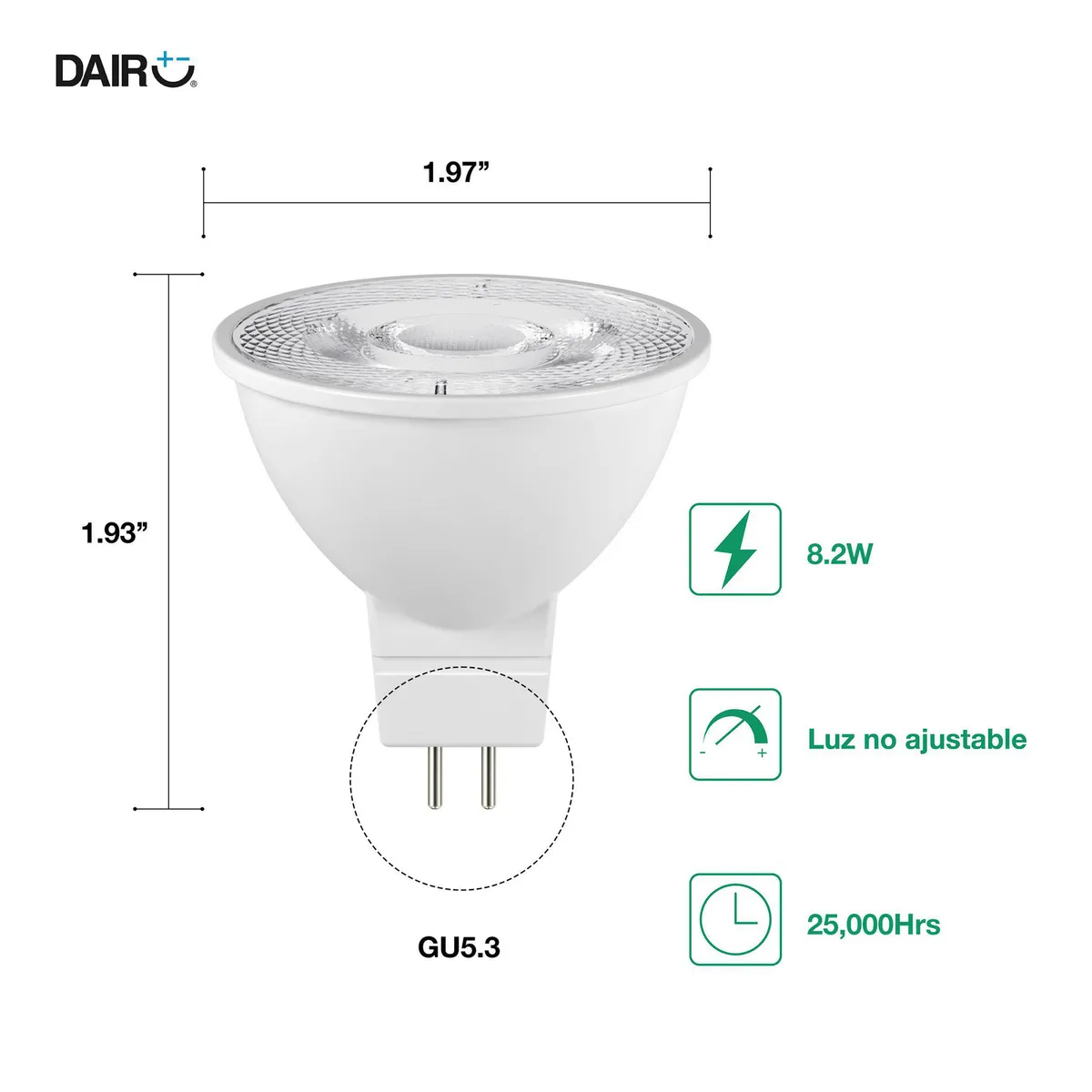 DAIRU - Foco Dicroico LED 8.2W Luz Cálida