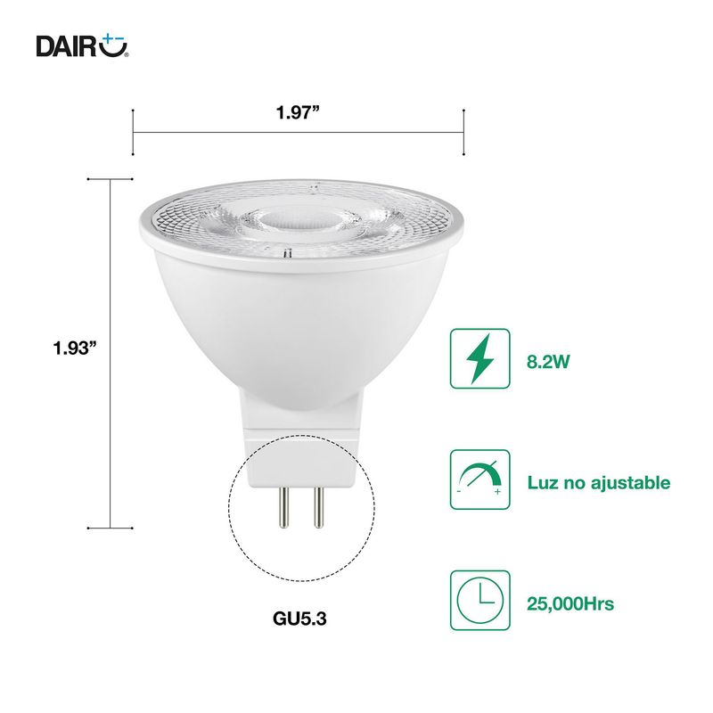 DAIRU - Foco Dicroico LED GU5.3 8.2W 740LM DIM Luz Fría