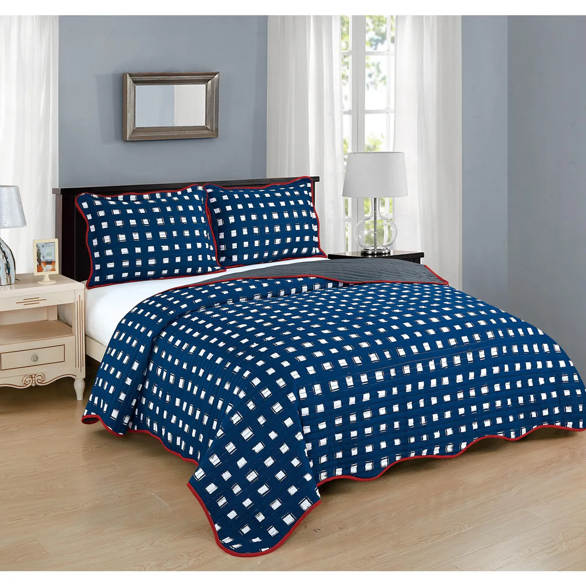 JUST HOME COLLECTION - Quilt Teen Boy Diseño 2 Plazas Azul