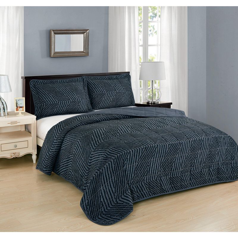 JUST HOME COLLECTION - Quilt Urbano Diseño Queen Grafito