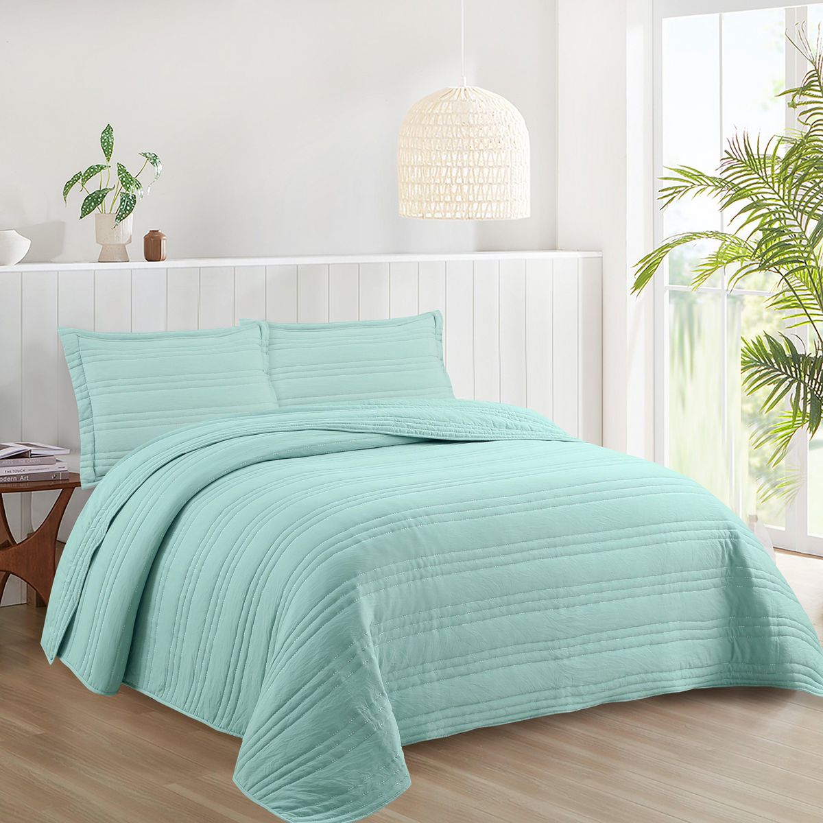 JUST HOME COLLECTION - Quilt Nórdico Solid Queen Verde