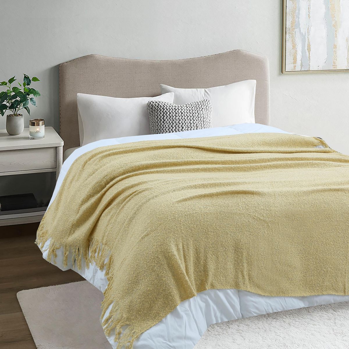 JUST HOME COLLECTION - Manta Nórdico Mostaza 130x160cm