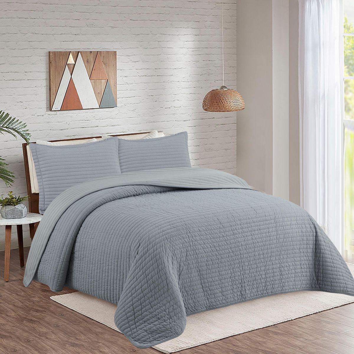 JUST HOME COLLECTION - Quilt ADT Solid 1.5 Plazas Gris